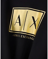 A|X Armani Exchange Men's Black And Gold Box Hoodie Sweatshirt