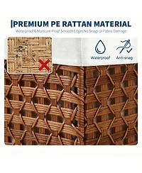 homfan Pe Rattan Storage Basket with Lid and Removable Liner, Divided Large Capacity Organizer Bin, for Bedroom, Living Room, Bathroom