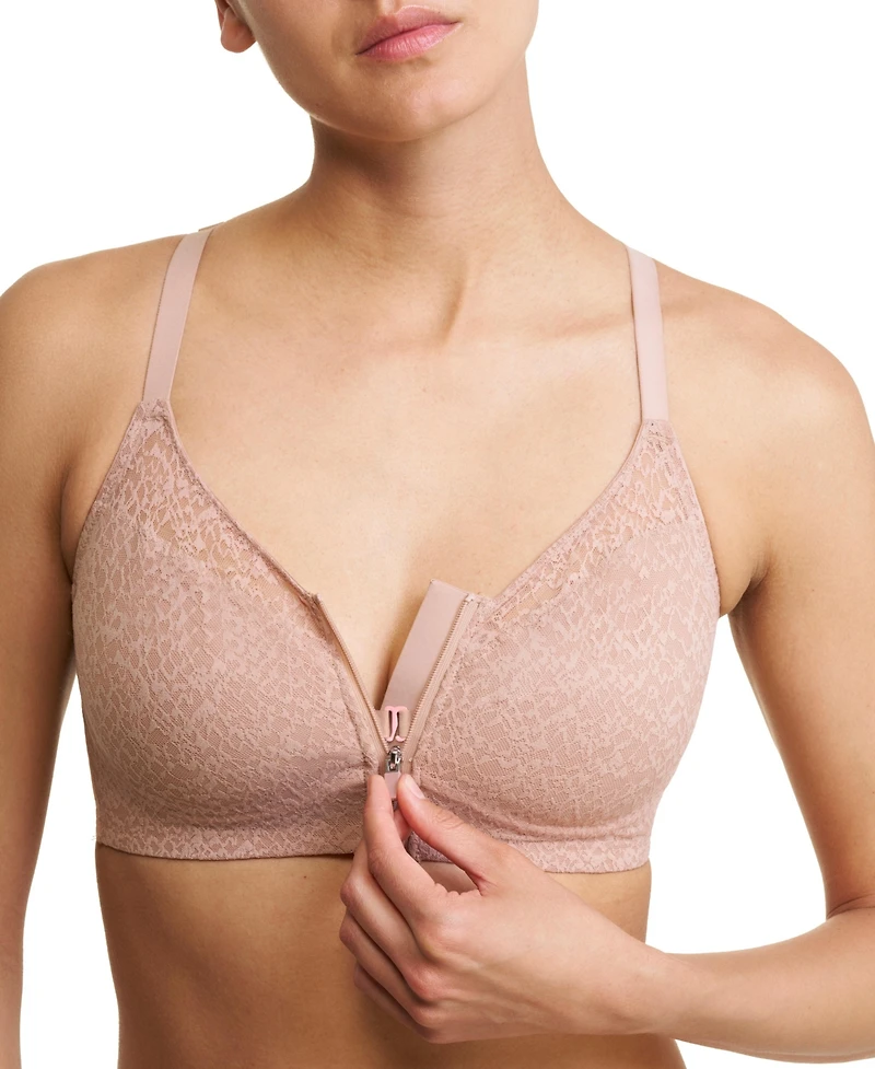 Natori Women's Pretty Smooth Zip Front Pocketed Mastectomy Wireless Bra