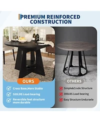 59'' Oval Dining Table with Built-In Storage Shelf, Pedestal Base Dining Furniture Accommodating 4-8 Diners, Storage Table for Kitchen, Dining Room