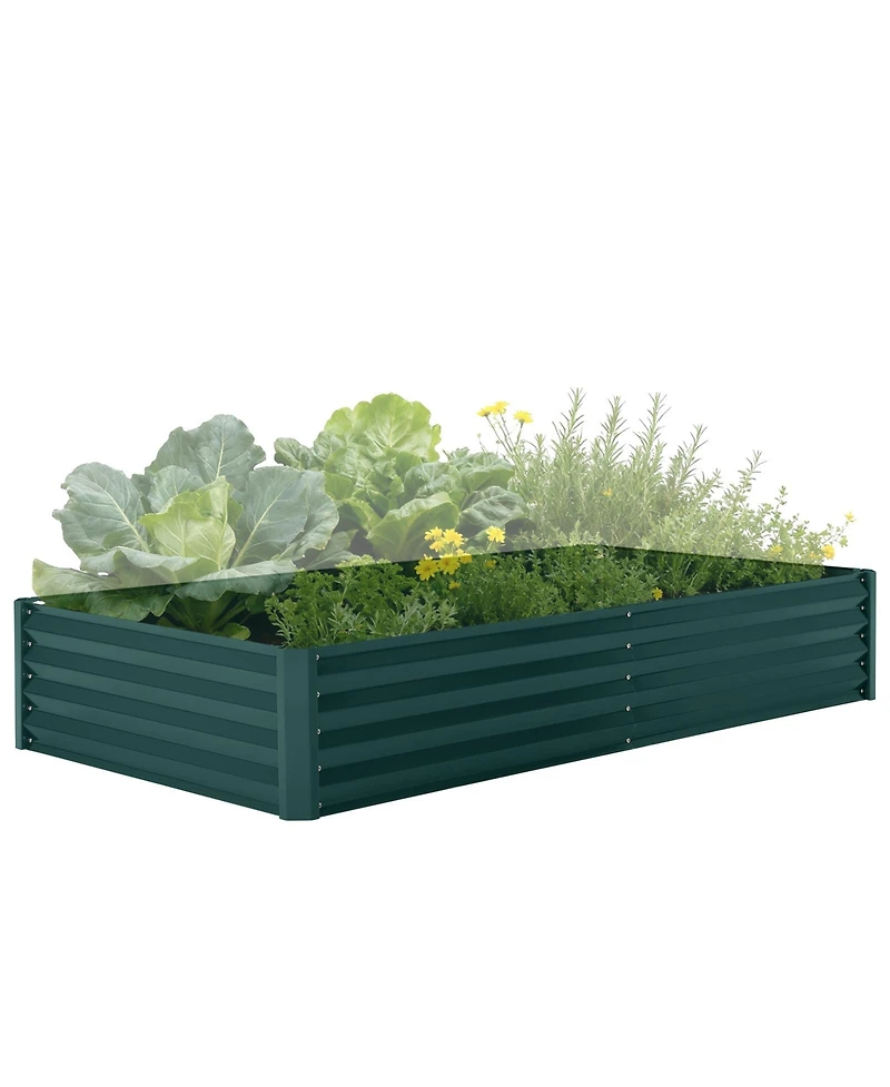 71x351x12/95x47x24 Raised Garden Bed with Pvc Cover, Metal Planter Box for Outdoor Vegetables Flowers Herbs, Green/Grey