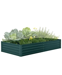71x351x12/95x47x24 Raised Garden Bed with Pvc Cover, Metal Planter Box for Outdoor Vegetables Flowers Herbs, Green/Grey