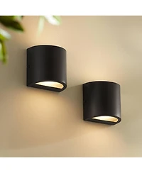 360 Lighting Marisha 4 3/4" High Black Led Outdoor Wall Light Set of 2