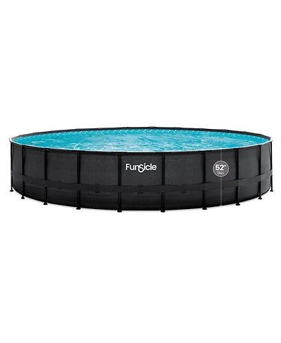 Funsicle 24' x 52" Oasis Designer Outdoor Above Ground Pool, Dark Chevron Rattan