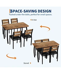 5-Piece Dining Table Set for 4, Space Saving Kitchen Furniture Set with Safe Chamfer Edge Table, Upholstered Chairs for Small Apartment