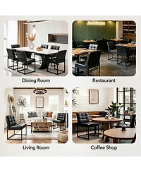 Dining Chairs Set of 2, Mid-Century Modern Armless Kitchen Chair with Upholstered Pu Leather Seat, Metal Frame, 300 Lbs Capacity for Dining Room Cafe