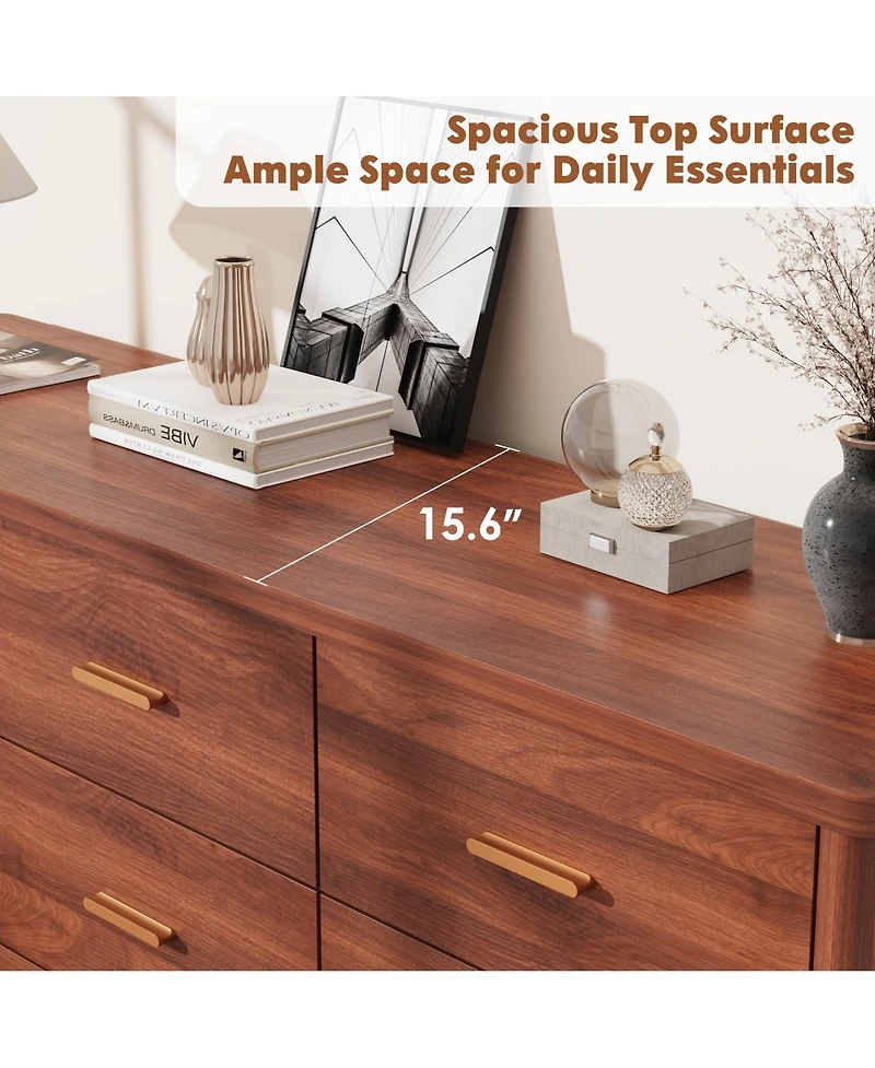 9 Drawer Dresser, Modern Storage Chest of Drawers, Freestanding Organizer with Cylindrical Legs, Metal Handles and Anti-Tip, for Bedroom, Living Room