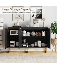 47 x 16 x 31 in Set of 2 Sideboard Buffet Cabinet with Doors, Engineered Wood Storage Credenza for Dining Room Living Room Entryway, Black