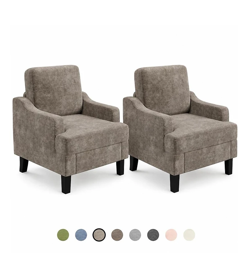 Set of 2 Chenille Accent Chairs