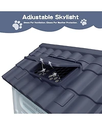 Small/Medium/Large Pp Dog Crate with Roof Window, Weatherproof Indoor Outdoor Dog House for Backyard Patio