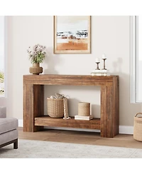 47.2" Farmhouse Console Table with H-Base, 2-Tier Entryway Sofa Table for Living Room,Brown