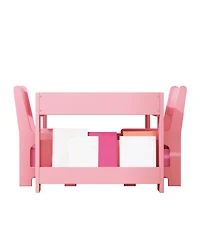 Kids Activity Table and Chair Set, Art Toddler Desk with Erasable Top, Storage Drawer for Children Reading, Playing, Drawing, Nursery Playroom