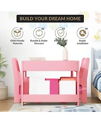 Kids Activity Table and Chair Set, Art Toddler Desk with Erasable Top, Storage Drawer for Children Reading, Playing, Drawing, Nursery Playroom