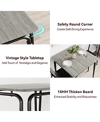 Kitchen Table and Chairs Set of 3 Square Dinette with Cushioned Seats Space Saving Compact Design for Small Apartment Dining Room Breakfast Nook
