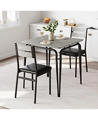 Kitchen Table and Chairs Set of 3 Square Dinette with Cushioned Seats Space Saving Compact Design for Small Apartment Dining Room Breakfast Nook