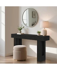 63" Black Wood Farmhouse Console Table, Narrow Sofa Table for Entryway and Living Room