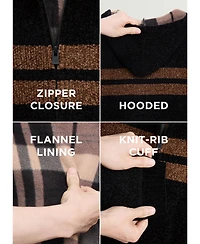 Xray Boys Hooded Flannel Lined Full Zip Sweater With Stripes