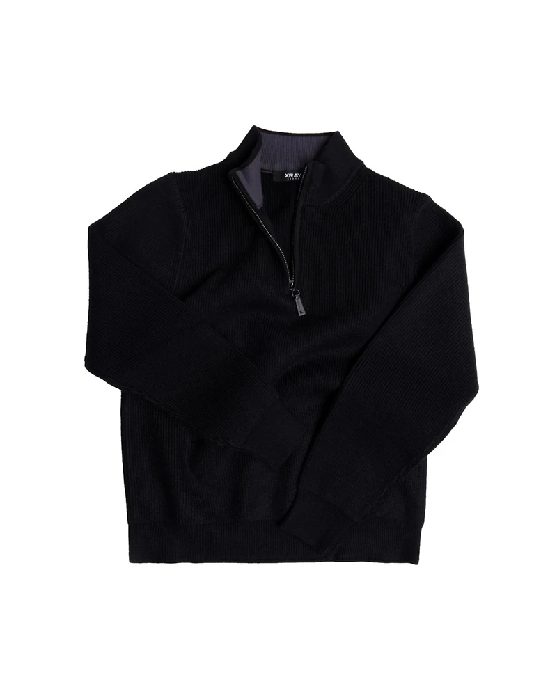 Xray Boy's 4-18 Ribbed Knit Quater Zip Mock Neck Sweater