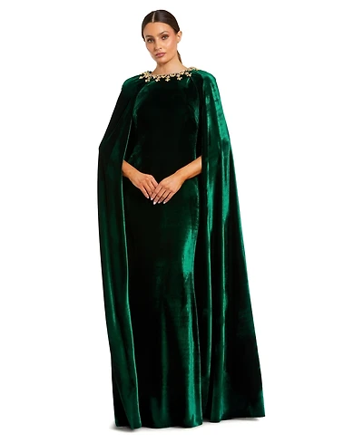 Mac Duggal Women's Embellished Velvet Cape Gown