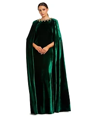 Mac Duggal Women's Embellished Velvet Cape Gown