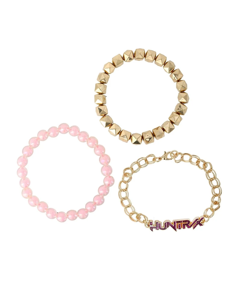 K-Pop Demon Hunters Bracelet Official License, Gold-Tone Huntrix Bracelets 3-Piece Set, K-Pop Gifts
