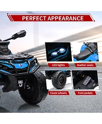 24V Dual Seat Kids Ride On Atv Utility Vehicle, 4WD Battery Powered Off Road Car with Foam Wheels for Outdoor Fun, Grey/Brown/Red/Blue, Ages 3-8