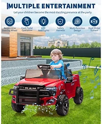 12V Licensed Ram Pickup Ride-On Vehicle, Parental Remote Control, Spring Shock Absorbers, Led Lighting, Built-In Music, Electric Play Truck for Kids