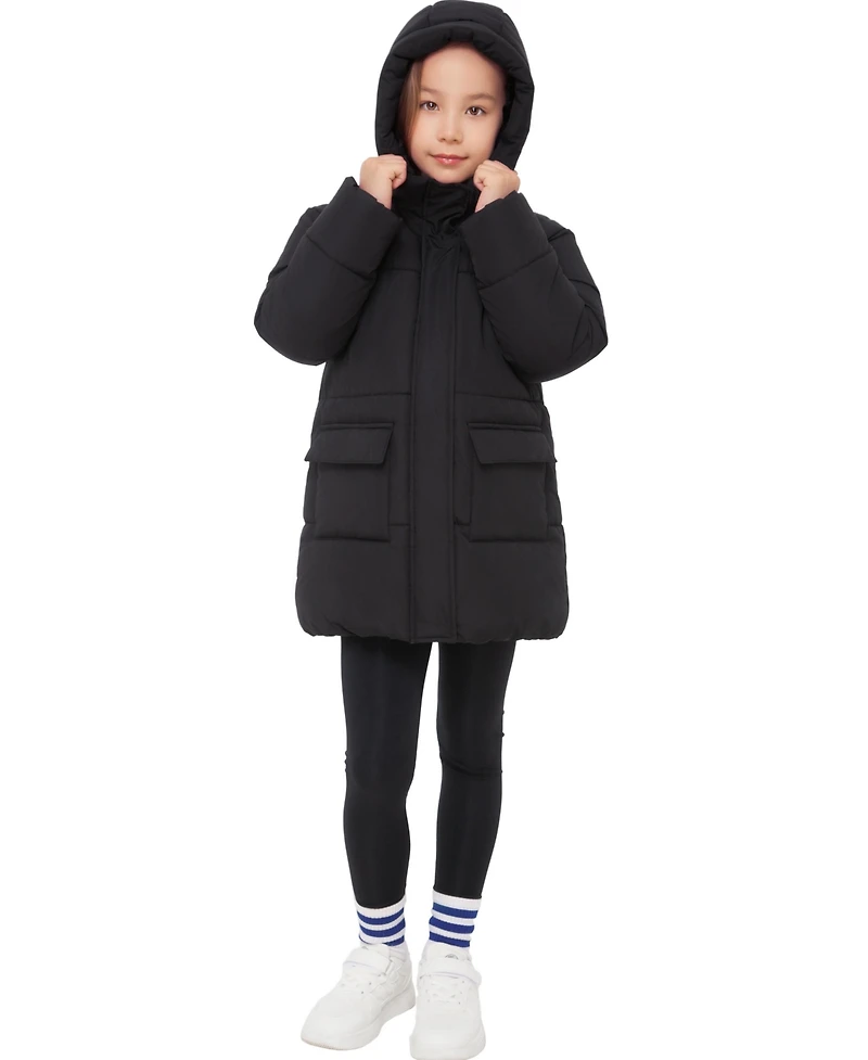 Rokka&Rolla Girls' Madison Longline Hooded Puffer Jacket, Sizes 4-18