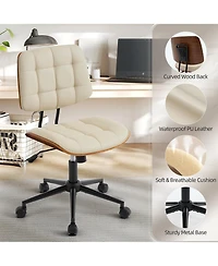 Home Office Armless Desk Chair with Wheels | Modern Adjustable Back, 360 Swivel, Adjustable Seat Height, for Office, Reading Meeting Room