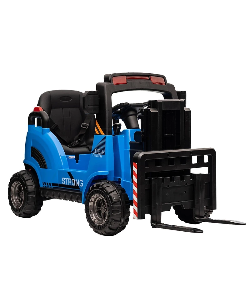 12V Kids Ride On Forklift Truck Toy, Battery Powered Construction Vehicle with Lifting Forks for Outdoor Fun, Blue, Ages 3-6