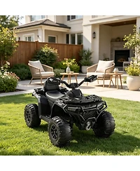 33.5x18.1x22 Inch 12V Electric Atv for Kids Ride On, 4 Wheeler with Remote Control Dual Drive, Outdoor Toy for Boys Girls, Purple, Ages 3-6