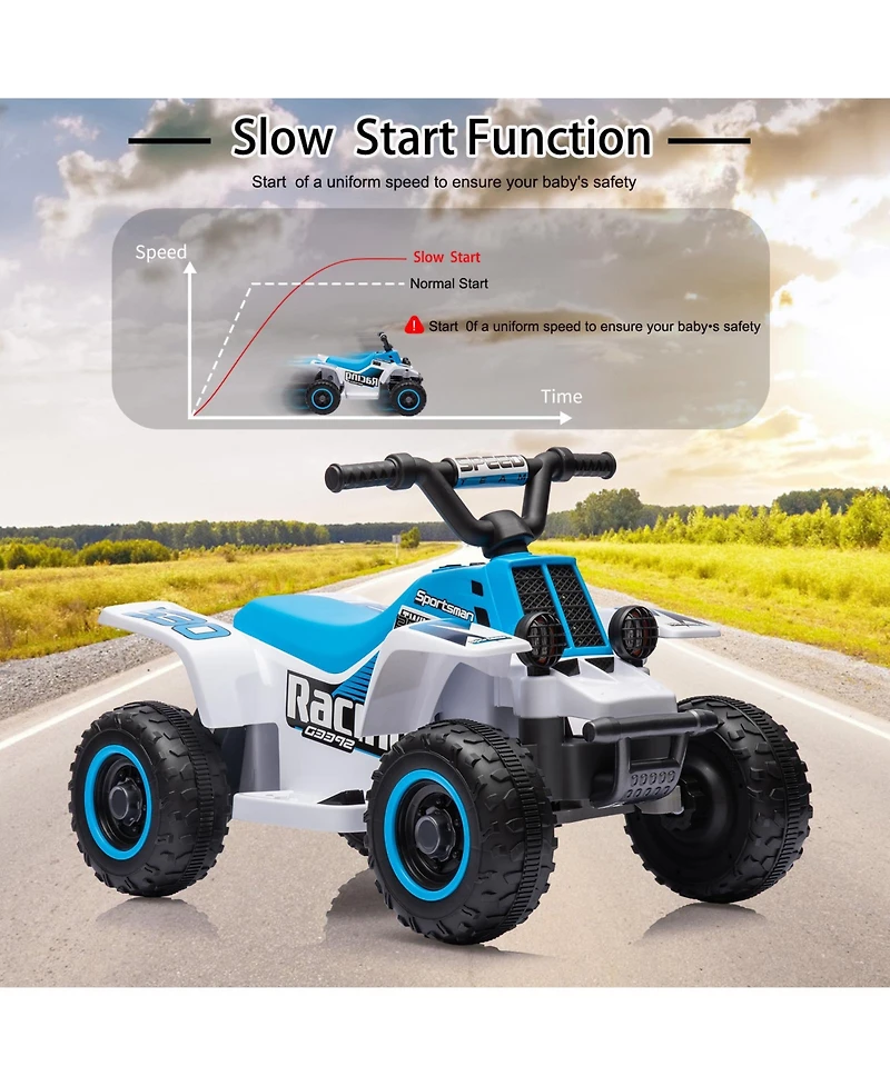 Electric 4-Wheeler Ride On Atv for Kids, 6V Powered, 1.76MPH Max Speed, Rubber Handles, Push-Button Accelerator, Ideal Toy Gift for Boys and Girls