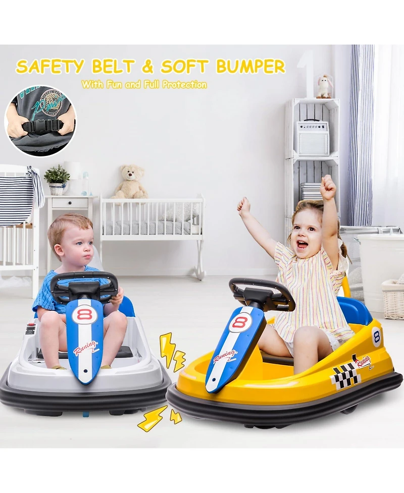 6V Kids Ride-On Bumper Car, 2 Speeds, Twin 15W Motors, 360degree(s) Spinning, Lights, Music and Horn, Electric Toy for Ages 2-6