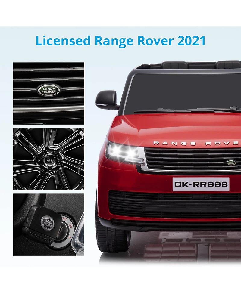 24V Licensed Land Rover Ride On Car, 2-Seater, Parental Remote Control, Storage Box, 3 Speeds, Lcd Display, Lockable Doors, Rear Handle, MP3 Player