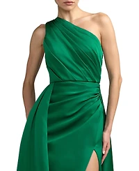 Mac Duggal Women's One-Shoulder Draped Satin Gown with Overskirt