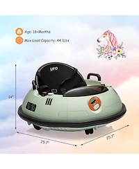 12V Kids Ride On Bumper Car, Battery Powered 360degree(s) Spin Toy with Dual Motors for Indoor Outdoor Fun, Blue/Green/Pink/White, Ages 3-6