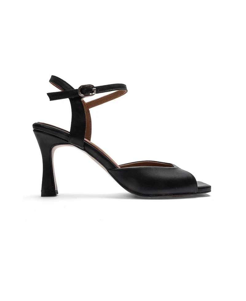 Forever and Always Shoes Women's Elvia Leather Stiletto Ankle Strap Sandal