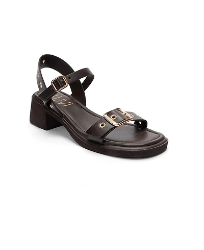 Forever and Always Shoes Women's Rabel Leather Block Heel Sandal