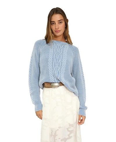 Belle & Bloom Women's and Hudson Street Cable Garment Dyed Sweater