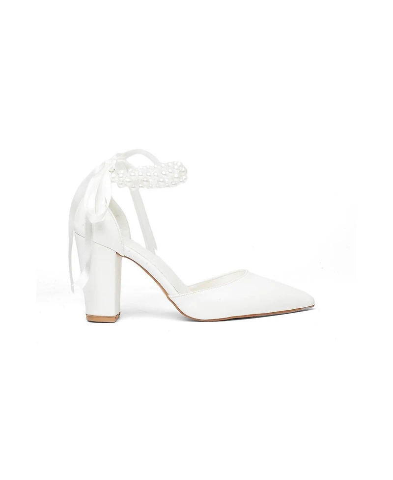 Prologue Shoes Women's Sora Block Heel Bridal Pump