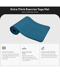 BalanceFrom Yoga Mat, 1" Extra Thick Exercise Pilates Workout Mat, Navy Blue