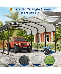 12 x 20 Ft Carport, Heavy Duty Metal Car Canopy with Steel Frame and Lockable Storage, for Car Truck Boat Driveway Patio, Gray