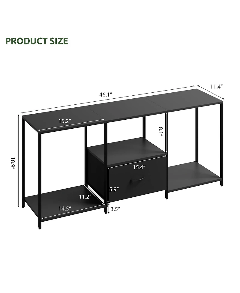 Tv Stand for TVs Up to 55 Inch, Led Light Entertainment Center, Media Console Table with Open Storage Shelves, Drawer for Living Room Bedroom, Black