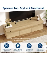 60" Mid-Century Modern Tv Stand for 65" TVs with Drawer and Open Shelves
