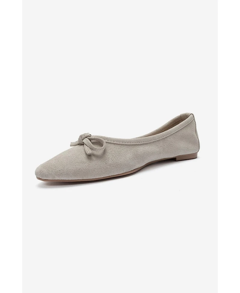 Forever and Always Shoes Women's Umiel Leather Bow Ballet Flat