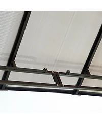 Outsunny 10' x 12' Outdoor Steel Frame Gazebo with Twin-Wall Polycarbonate Hardtop Roof and Removable Curtains