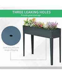 40"x12" Raised Elevated Garden Flower Bed Plant Vegetable Planter Grey