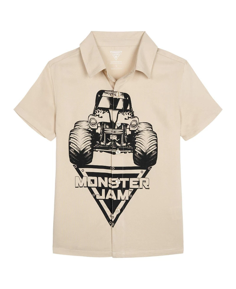 Monster Jam Boys' Short Sleeve Button Down Shirt