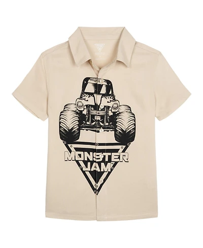Monster Jam Boys' Short Sleeve Button Down Shirt