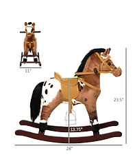 Yobtop Plush Metal Rocking Horse with Electronic Neighing and Galloping Sounds, Up to 88 lbs, Ages 3+